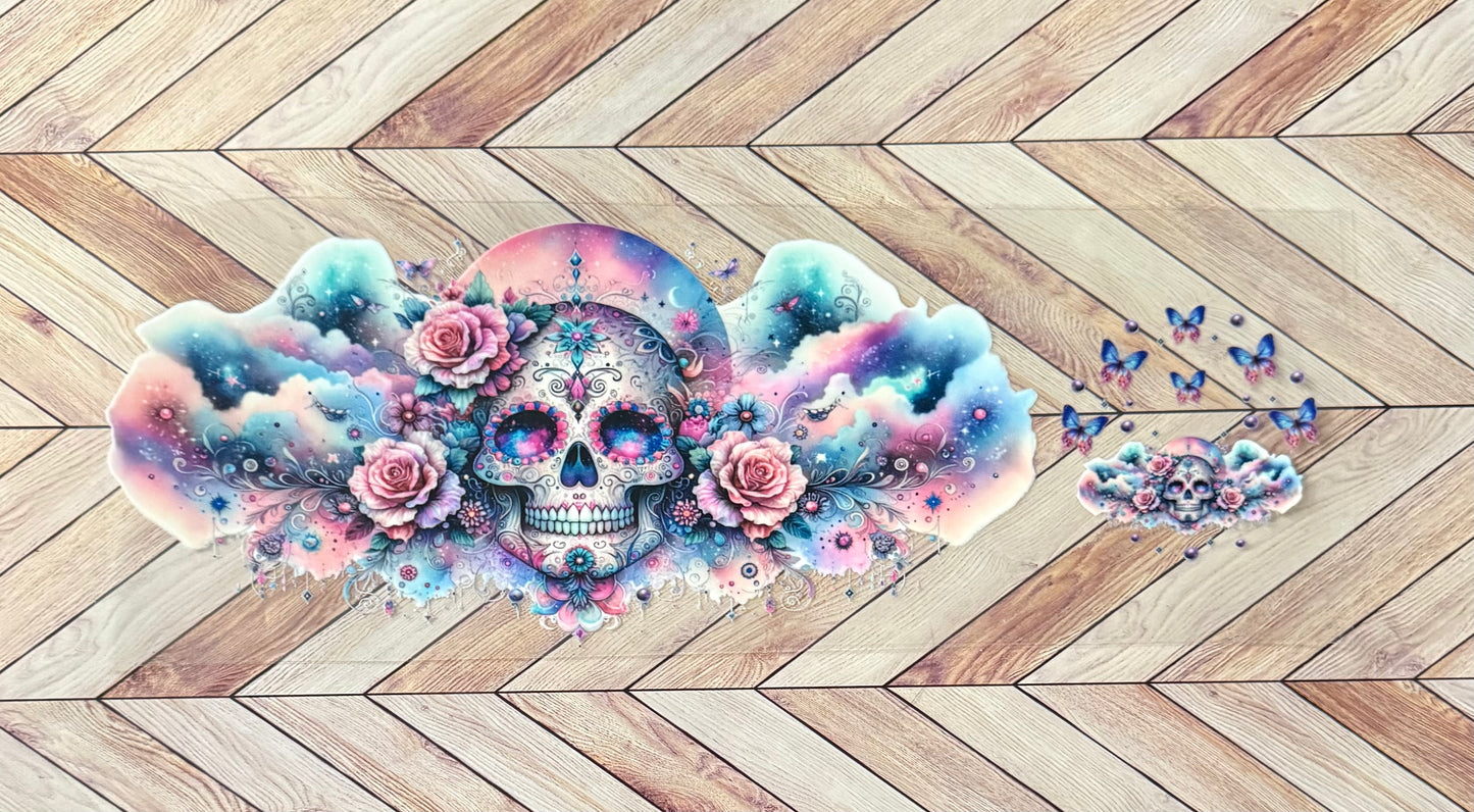 Pastel skull and clouds