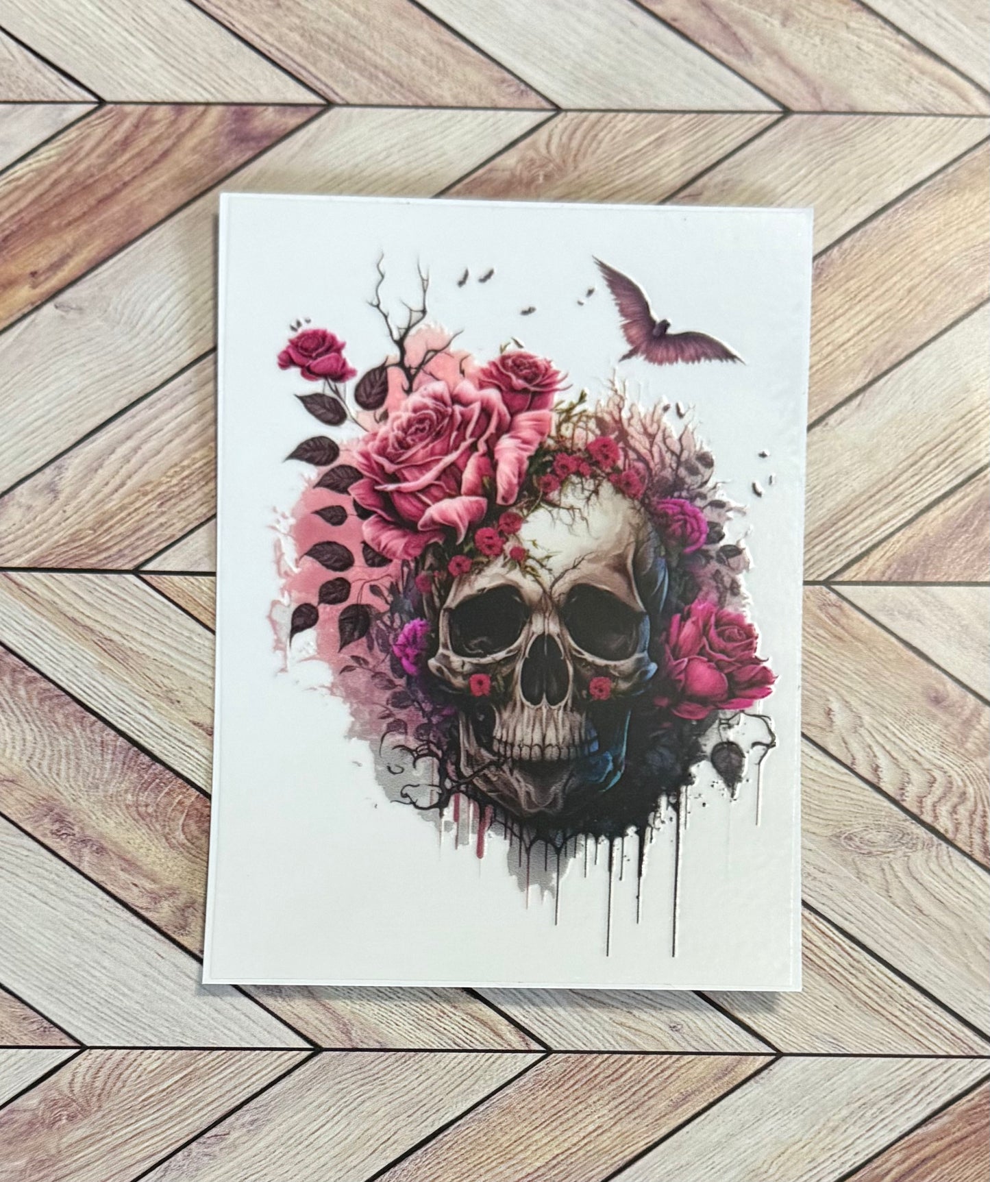 Pink florals skull
