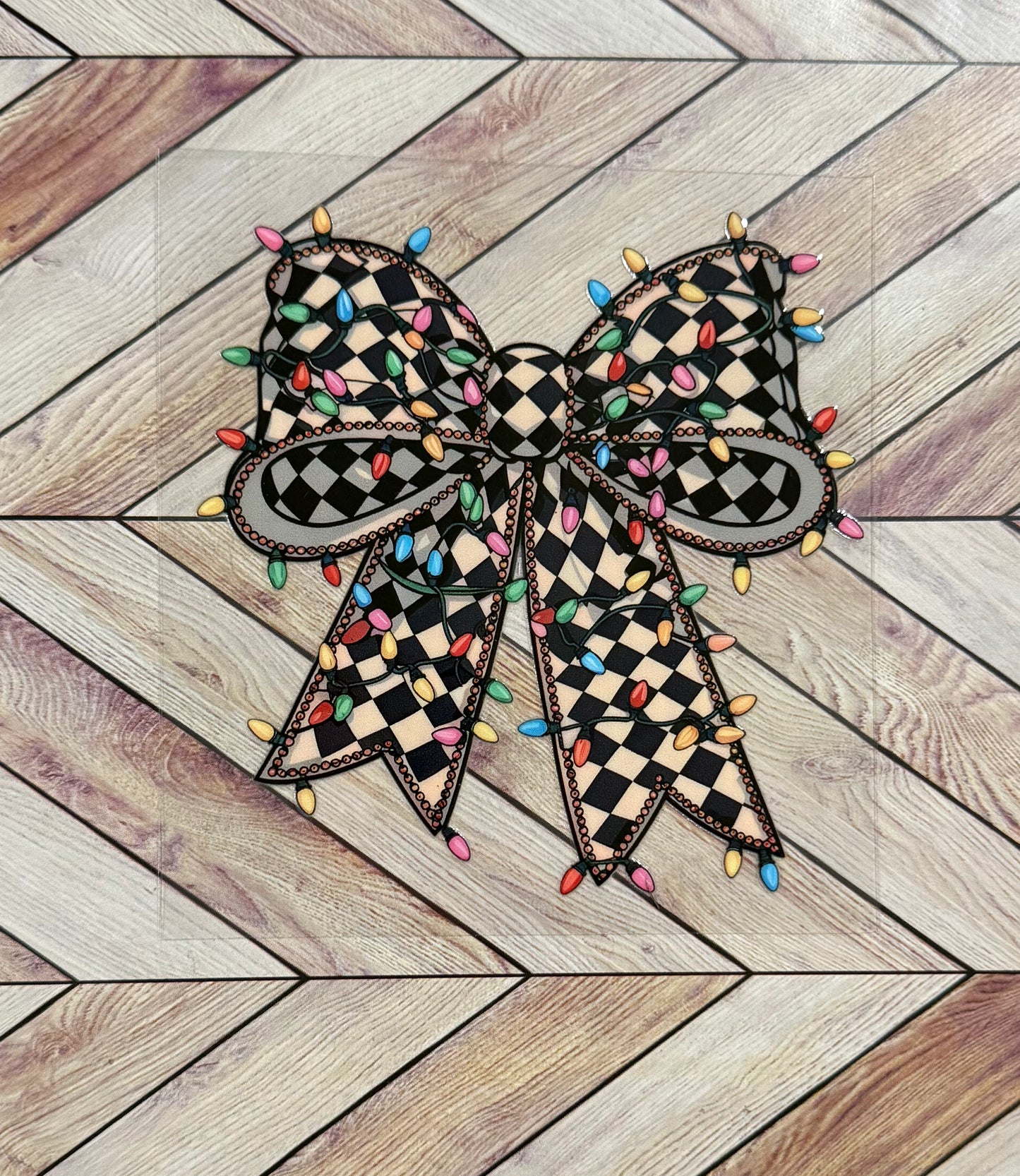 Checkered bow and lights