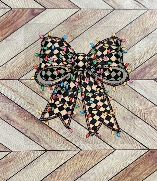 Checkered bow and lights