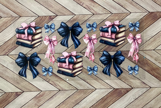Navy books and bows