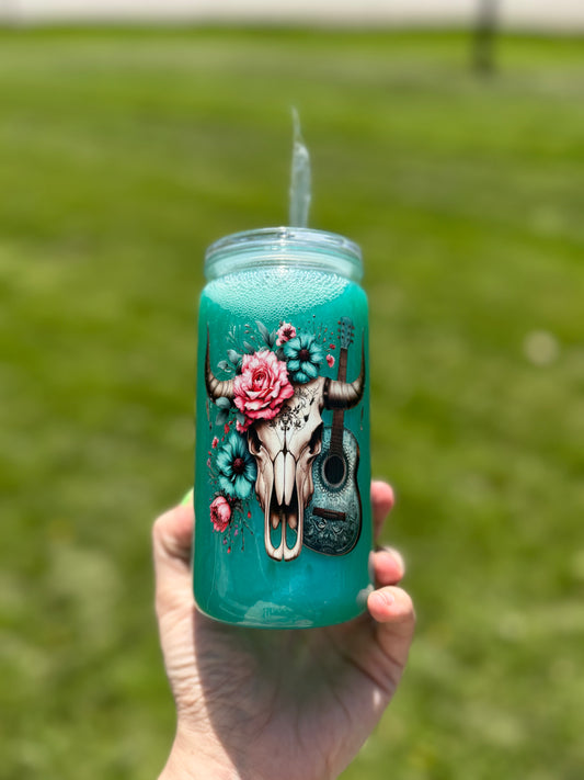 Teal western skull -RTS