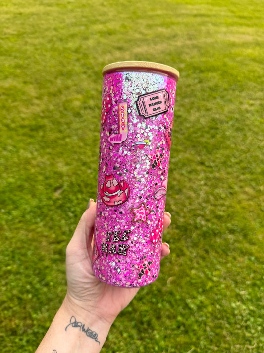 25oz glass - pink cowgirl
