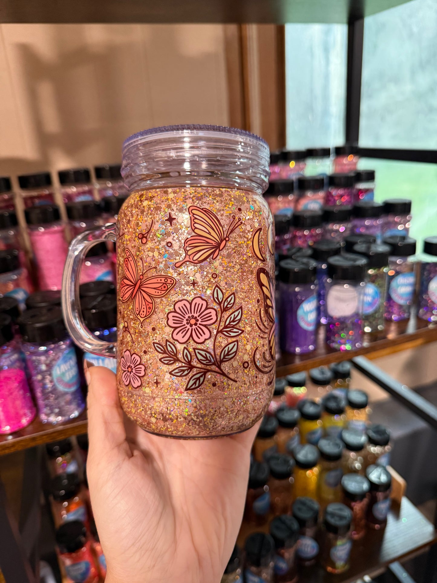 20oz mason jar butterfly