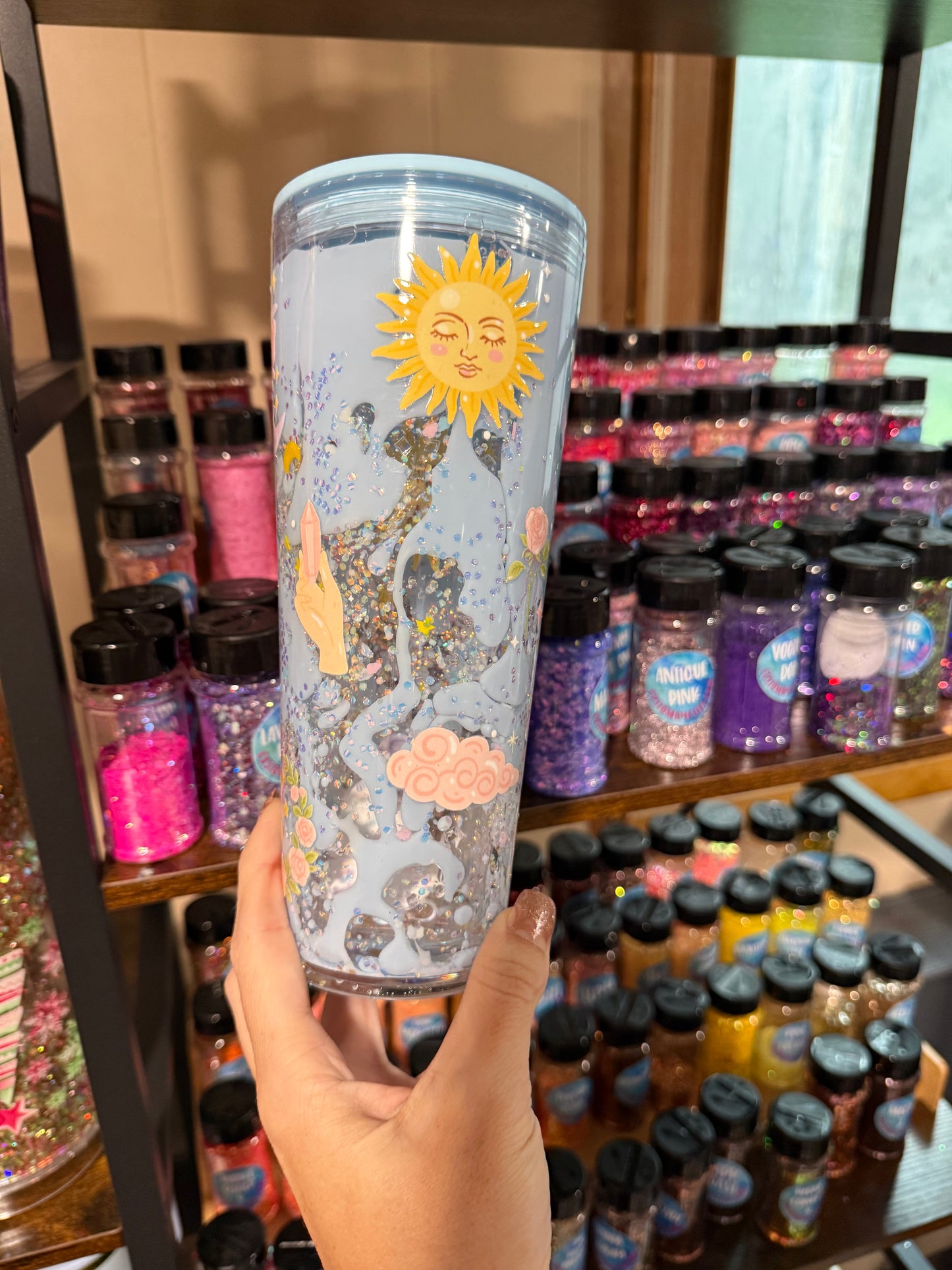 24oz acrylic blue lid