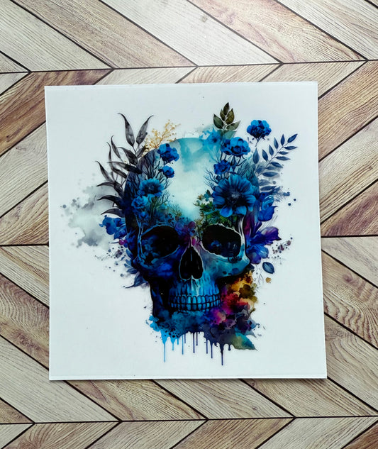Blue skull and florals